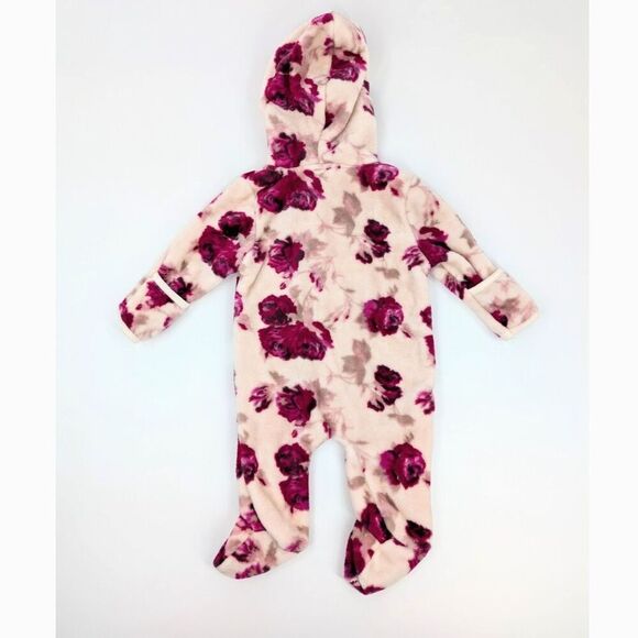 Laura Ashley Baby 0-3 Months Girls Hooded Coverall Pink Roses Print Soft Cuddle - Picture 6 of 10